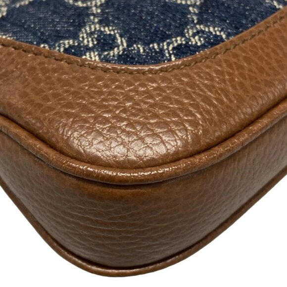 GUCCI Jackie 1961 mini bag Navy Brown Denim Leather Handbag - Picture 10 of 16
